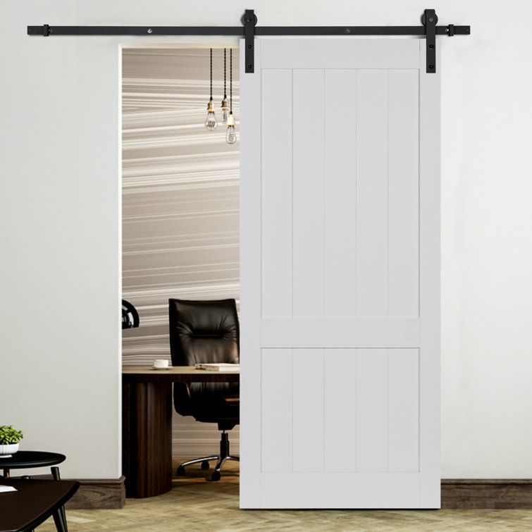 CASAINC Paneled Manufactured Wood Barn Door with Installation Hardware